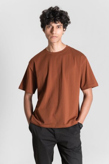 Stretch Box-Fit T-shirt ? Brick Brown
