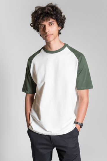 Heavy Relaxed Raglan T-shirt ? Green & White