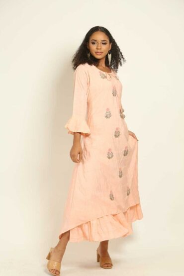 Peach Indo Western Designer Gown