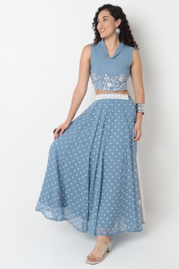 Embroidered V-Neck Crop Top