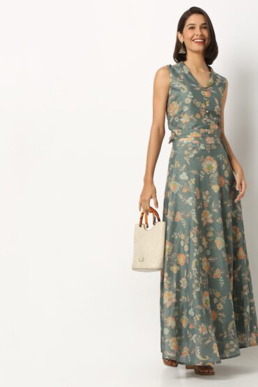 Printed V-Neck Crop Top