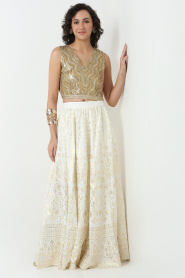 Embellished V-Neck Crop Top