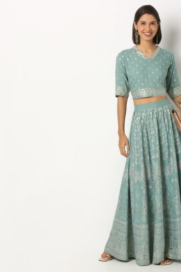 Embroidered V-Neck Crop Top