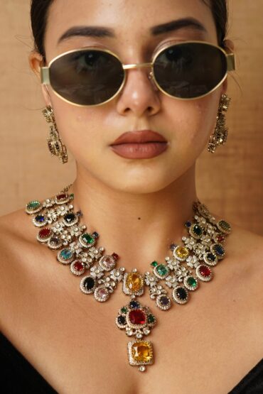 Navratna Statement Grand Necklace Set