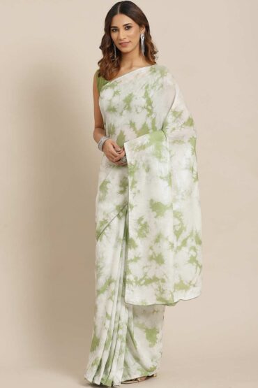 Kali Olive Poly Silk Tie-Dye Aentic Saree