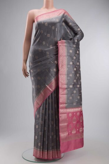 Grey Banarasi Raw Silk Saree