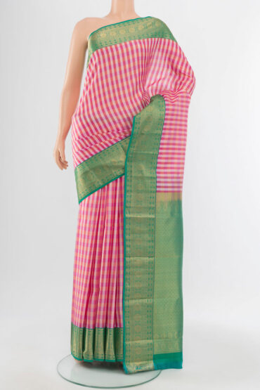 Rose pink Kanchipuram Silk Saree