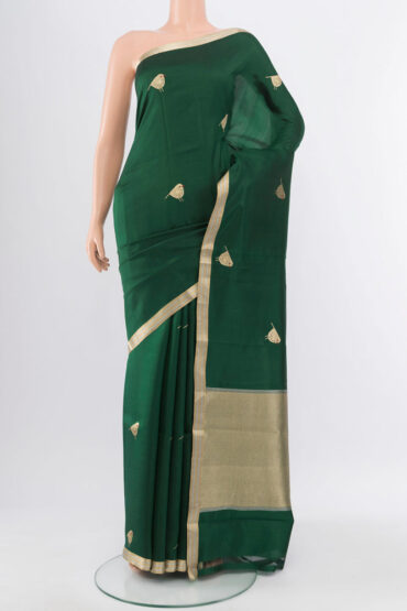 Bottle Green Banarasi Katan Silk Saree