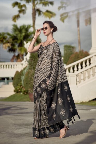 Multi Printed Satin Crepe Saree