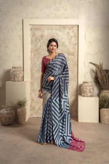 Multi Printed Satin Crepe Saree