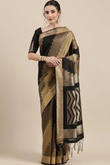 Bianca Black Banarasi Cotton Silk Aentic Saree