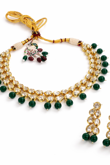 Emerald Grace Kundan Imitation Necklace Set