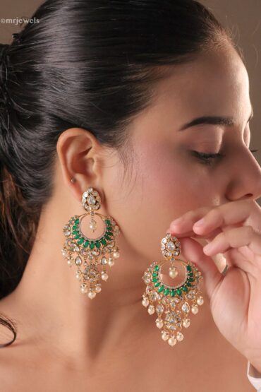 Aarohi Kundan Chandbaali (Emerald/Mint/Rose)