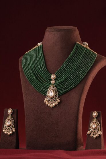 Layered Beaded Polki Designer Royal Necklace Set