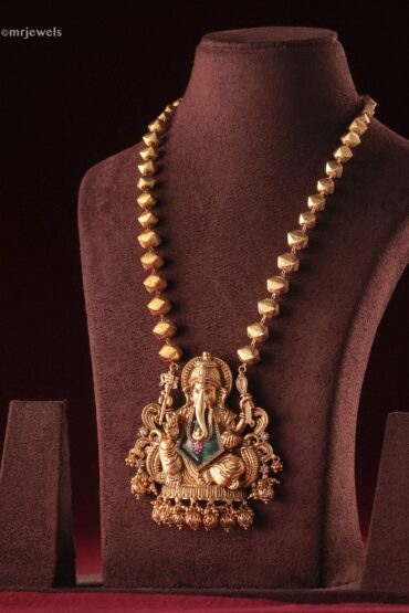 Ganesha Heritage Mala (Matte Gold) | Temple Jewellery