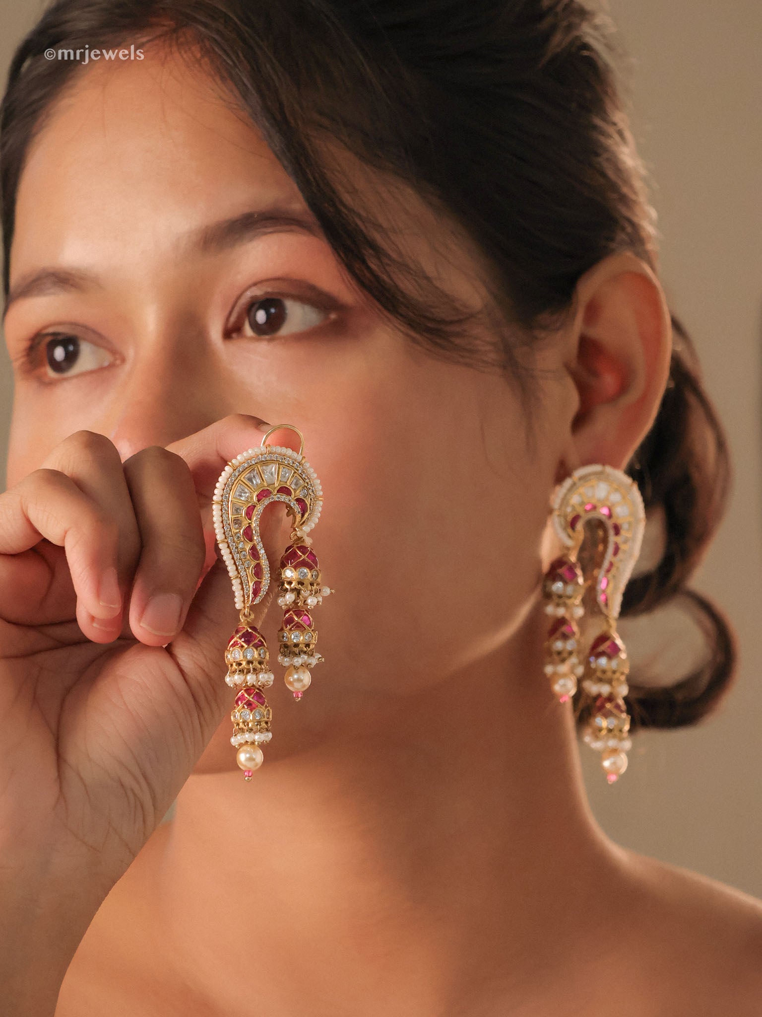 Aaliya Double Jhumka n Polki Earring