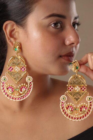 Rajwada Peacock Royale Statement Earrings