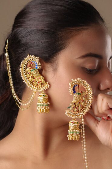 Rajwadi Peacock Ear Cuff Earrings