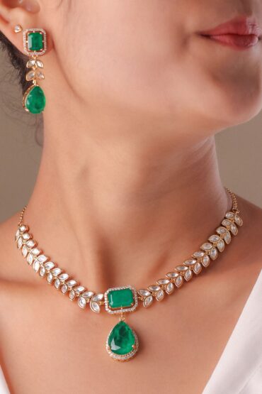 Zariya Emerald Cascade Necklace Set