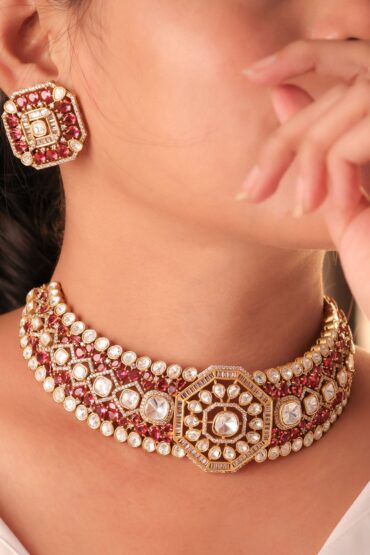 Rajwada Kundan Ruby Choker Set