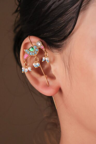 Morni Meenakari Polki Ear Cuff
