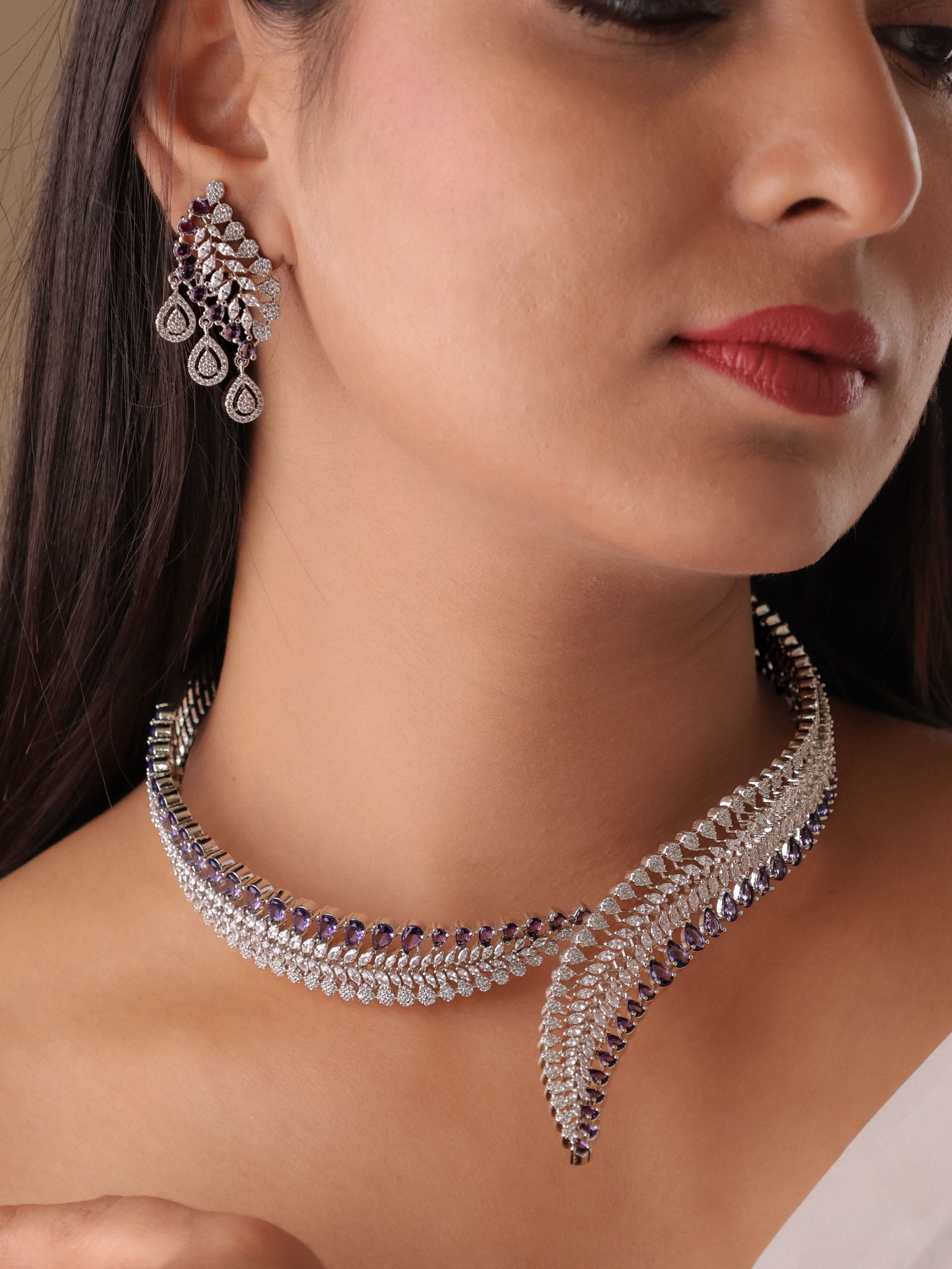Seraphine CZ Cascade Necklace Set