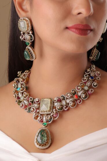 Nayantara Heirloom Gemstone Necklace Set - Sabya Inspired