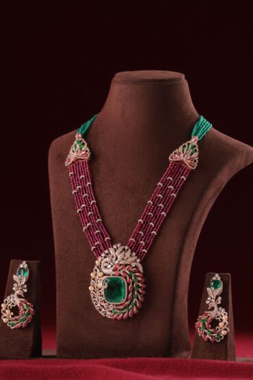 Designer  Beaded Peacock Necklace Set