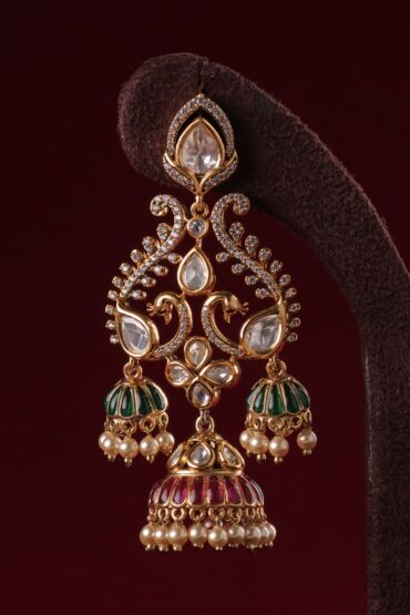 Noor Jharokha Polki Triple Jhumka Earrings