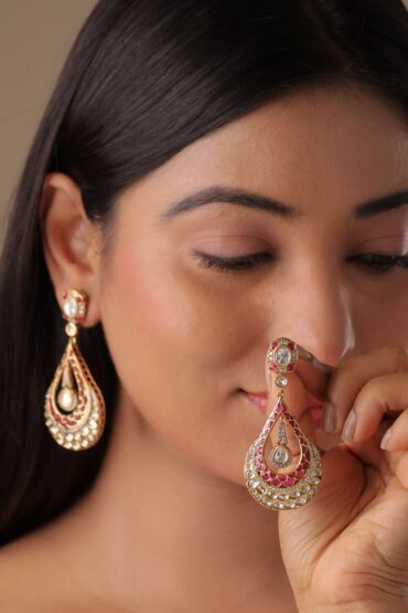 Anvika Navratna Kundan Drop Earrings