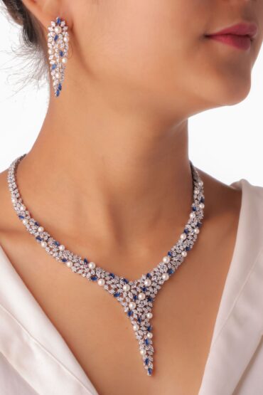 Pearl Emerald Diamond Necklace Set