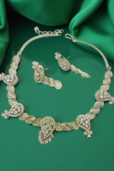 Twisted Silver Grace AD Necklace Set