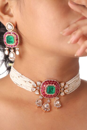 Gulabi ?meraude Jadau Choker Set