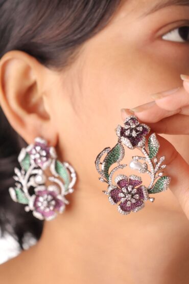 Ruby Pearl Designer Statement Earrings