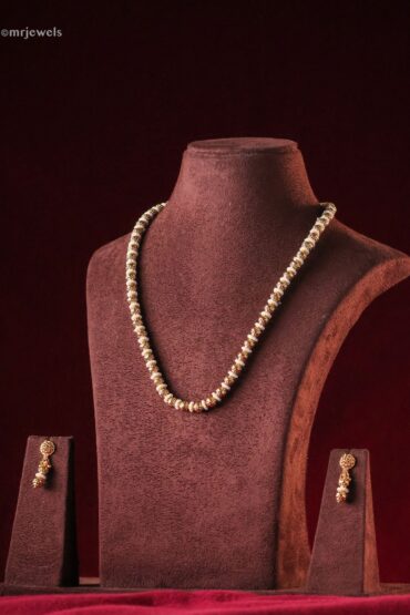 Heritage Gold-Toned Beaded Necklace with Matching Drop Earrings