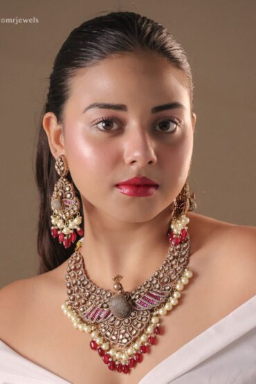Mor Mahal Pearl & Ruby Statement Set