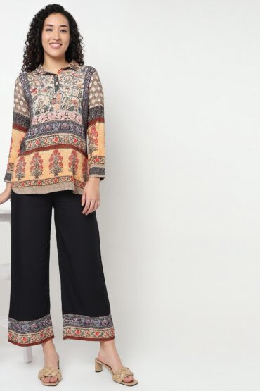Printed Half Placket Shirt Tunic