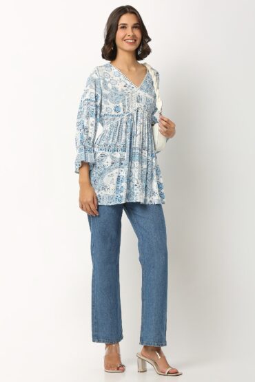 V-Neck Printed Tunic