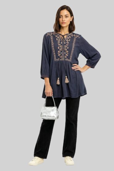 V-Neck Embroidered Tunic