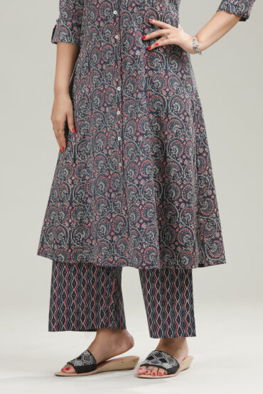 Navy Blue Jaipuri Cotton Straight Fit Pant