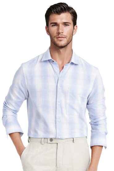 Aentic Men's Loto Light Blue Cotton Checked Print Regular Fit Full Sleeve Collared Shirt