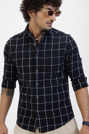 Black Flannel Checked Shirt