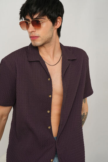 Wine Textured Oversized Shirt