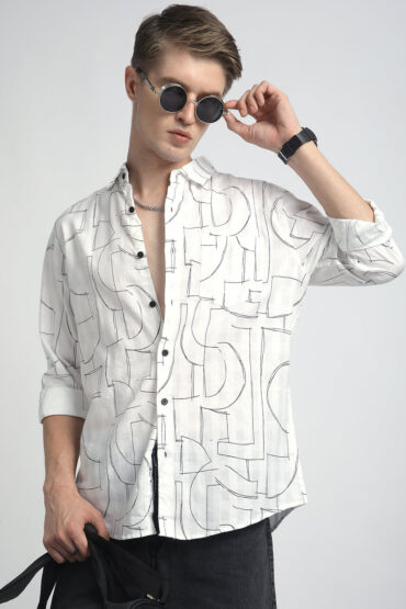 Offbeat Abstract Printed White Shirt