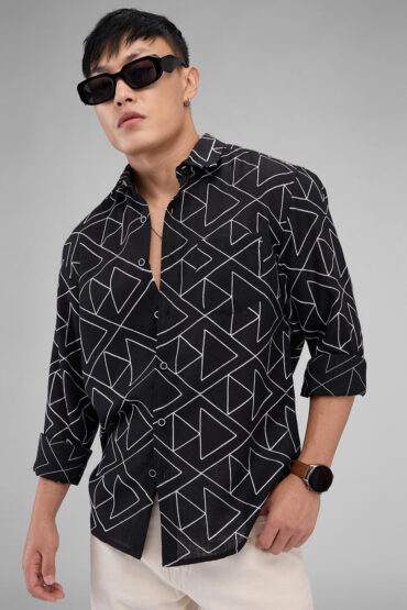 Black Triangle Intricate Embroidered Shirt