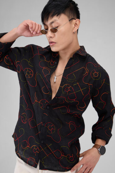 Ablaze Embroidered Black Shirt
