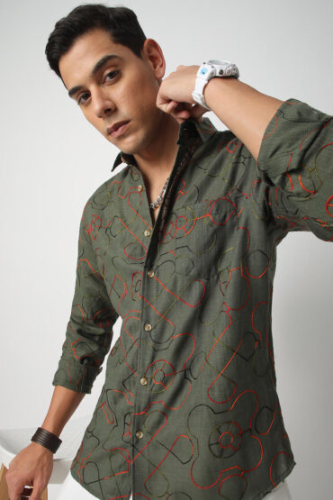 Vibrant Pine Green Embroidered Shirt