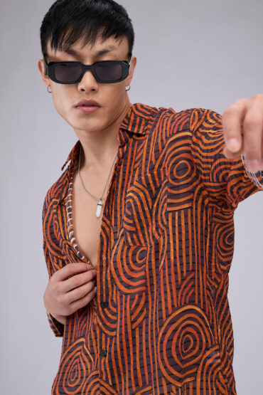 Phantasm Black Horizontal Dobby Striped Shirt