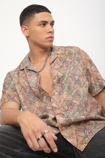 Multicolour Infinite Triangle Printed Oversized Shirt