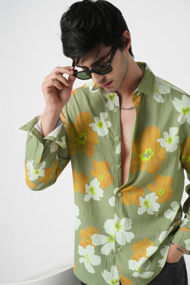 Exquisite Multicolour Floral Printed Creased Shirt